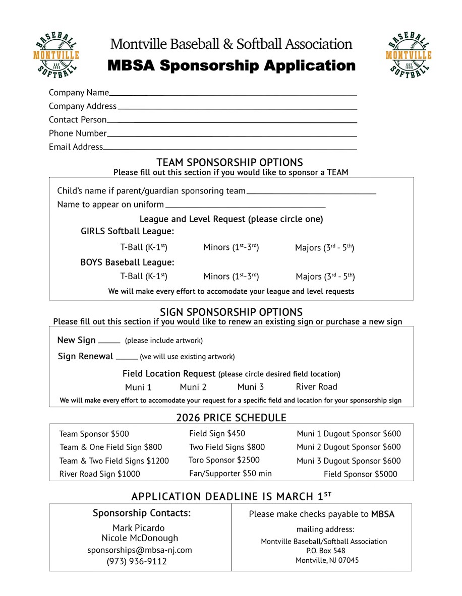 MBSA Sponsorship Form 2026